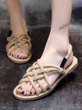 Load image into Gallery viewer, Women's Retro Linen Hand Woven Linen Beach Sandals