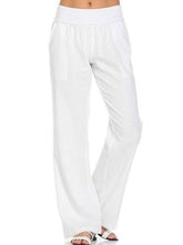Load image into Gallery viewer, Pantalón holgado y cómodo en algodón y lino liso para mujer