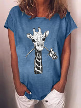Load image into Gallery viewer, T-shirt vintage com estampa animal e gola redonda