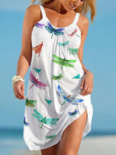 Load image into Gallery viewer, Vestido de mujer con hombros descubiertos y libélula de colores