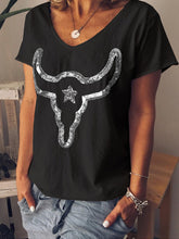 Load image into Gallery viewer, Camiseta feminina confortável de lantejoula de algodão orgânico