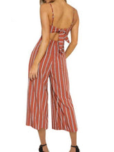 Load image into Gallery viewer, Long striped cotton and linen jumpsuit