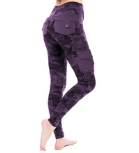 Load image into Gallery viewer, Sacos de bambu ecológicos camuflagem leggings guerreiro calças de ioga