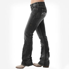 Load image into Gallery viewer, Jeans de bota elástica lavada bordada