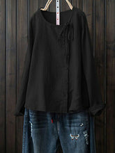 Load image into Gallery viewer, Jersey casual de algodón y lino de manga larga