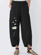 Load image into Gallery viewer, Daisy Print Cotton and Linen Casual Pants for Women