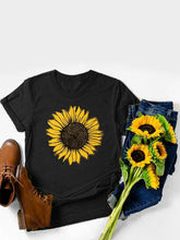 Load image into Gallery viewer, Women's Sunflower Print Short Sleeve T-Shirt