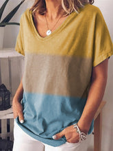 Load image into Gallery viewer, Women's V-neck T-shirt with contrasting gradient print