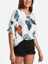 Load image into Gallery viewer, Camiseta con estampado de mariposas de moda para mujer