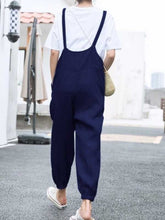 Load image into Gallery viewer, Plain cotton and linen casual jumpsuit