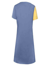 Load image into Gallery viewer, Vestido curto tricolor de algodão e linho com decote em V