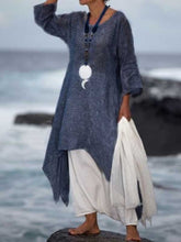 Load image into Gallery viewer, Long sleeve loose fit linen dress