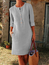 Load image into Gallery viewer, Vestido midi de manga comprida abotoado