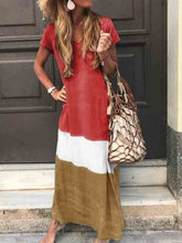Load image into Gallery viewer, Vestido de algodão e linho estampado com decote em V