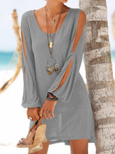 Load image into Gallery viewer, Vestido de praia casual de manga comprida com decote em V