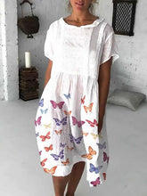 Load image into Gallery viewer, Short sleeve dress with butterfly print