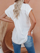 Load image into Gallery viewer, Camisa feminina de mangas curtas de algodão e linho