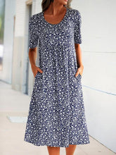 Load image into Gallery viewer, Vestido de manga corta estampado de talla grande para mujer