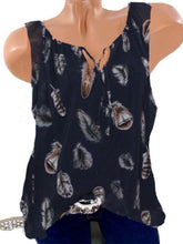 Load image into Gallery viewer, Sleeveless top with V-neck and feather print