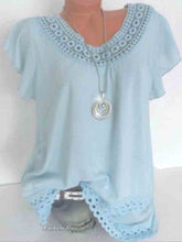 Load image into Gallery viewer, Short-sleeved T-shirt with lace collar