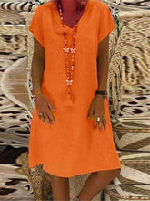 Load image into Gallery viewer, Vestido de manga curta simples com decote em V