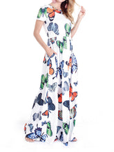 Load image into Gallery viewer, Casual Round Neck Pocket Floral Dress