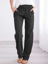 Load image into Gallery viewer, Pantalón casual de algodón y lino de gran tamaño para mujer