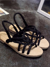 Load image into Gallery viewer, Women's Retro Linen Hand Woven Linen Beach Sandals