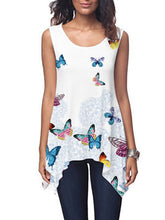 Load image into Gallery viewer, Cárdigan sin mangas con estampado de mariposas de cuello redondo