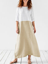 Load image into Gallery viewer, Vestido comprido em bloco com mangas 3/4