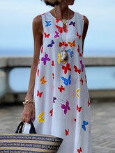 Load image into Gallery viewer, Long boho dress with colorful butterfly print