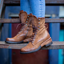 Load image into Gallery viewer, Botas femininas com zíper de couro retrô confortáveis