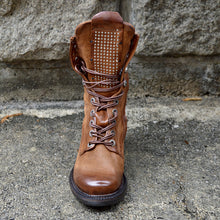 Load image into Gallery viewer, Botas femininas com zíper de couro retrô confortáveis