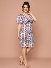 Load image into Gallery viewer, V Neck skirt Dress Plus Size Conventional cropping Floral animal conventional conventional printing Slightly stretchy Daily Holiday Party Workwear Going Out Cotton-Blend Spring Summer Autumn Sexy Retro Elegant