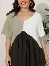 Load image into Gallery viewer, V Neck Long skirt Dress Plus Size Conventional cropping no conventional conventional Splice Non-stretchy Daily Holiday Workwear Going Out Cotton-Blend Spring Summer Autumn Casual Retro Elegant