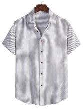 Load image into Gallery viewer, Men's Short Sleeve Lapel Loose Striped Shirt