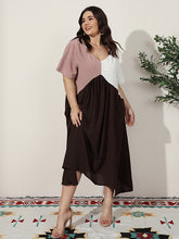 Load image into Gallery viewer, V Neck Long skirt Dress Plus Size Conventional cropping no conventional conventional Splice Non-stretchy Daily Holiday Workwear Going Out Cotton-Blend Spring Summer Autumn Casual Retro Elegant