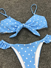 Load image into Gallery viewer, Women's ruffled polka dot bow Bikini Swimsuit