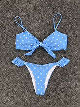 Load image into Gallery viewer, Women's ruffled polka dot bow Bikini Swimsuit