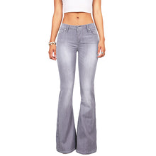 Load image into Gallery viewer, Mid-waist cotton 70s stretch flared pants