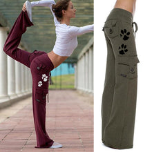 Load image into Gallery viewer, Dog Mother Paw Print Stretchy Soft Eco-Friendly Bamboo Pocket Yoga Pants