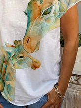 Load image into Gallery viewer, Camiseta feminina de algodão manga curta com estampa animal