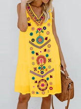 Load image into Gallery viewer, Vestido holgado sin mangas con cárdigan estampado con cuello de pico