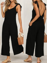 Load image into Gallery viewer, Cotton and linen jumpsuit with knot