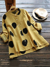 Load image into Gallery viewer, Camisa feminina de algodão e linho com gola alta