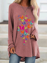 Load image into Gallery viewer, Camiseta feminina de mangas compridas com estampa borboleta