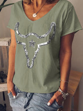 Load image into Gallery viewer, Camiseta feminina confortável de lantejoula de algodão orgânico