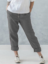 Load image into Gallery viewer, Calças femininas de linho com bolso plus size