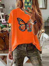Load image into Gallery viewer, Women's Round Neck Butterfly Loose T-Shirt