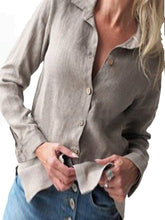 Load image into Gallery viewer, Camisa casual de lino de manga larga para mujer